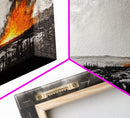 Wildfire Horizon, Dramatic Nature Art, Wilderness Wall Decor, Canvas Print, Black and White Art, Abstract Fire Painting, Rustic Home Art