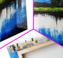 Lake Reflection, Blue Sky, Green Landscape, Framed Canvas Print, Large Wall Art, Nature Painting, Office Decor, Living Room Wall Art