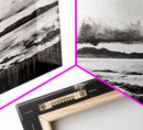 Black White Seascape, Ocean Storm, Dramatic Sky, Framed Canvas Print, Minimalist Art, Coastal Wall Decor, Office Accent, Nautical Home Art