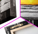 Modern Sunset Art, Abstract Ocean Painting, Rustic Wood Print, Warm Color Wall Decor, Coastal Landscape Canvas Print, Framed Canvas Print