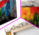 Vibrant Abstract Field, Colorful Landscape Painting, Modern Farmhouse Wall Art, Boho Nature Print, Warm Earthy Decor, Framed Canvas Print