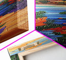 Path Garden, Village Painting, Framed Canvas Print, whimsical tropical pathway, village view, bold colorful foliage, hallway wall art, boho style