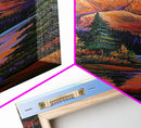 Mountain Pines, Autumn Stream, Framed Canvas Print vibrant alpine landscape painting, autumn trees and lake reflection, rustic lodge wall decor