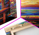 Chair, Window, Dream View, Colorful Surreal Framed Canvas Print, Vibrant Boho Wall Art, Bedroom Accent Piece, Artistic Home Decor Statement