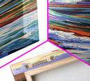 Rainbow, Wave, Sea, Surf, Framed Canvas Print, Bold Ocean Art, Coastal Wall Decor, Surfer Boho Style, Beach House Accent