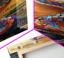 Colorful,Snake, Garden, Bold Mosaic Serpent Framed Canvas Print, Bohemian Wall Art, Unique Nature Decor, Southwestern Living Room