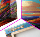 Horn, Abstract, Desert, Vibrant Desert Horn Framed Canvas Print, Surreal Boho Wall Art, Rustic Southwest Decor, Meditation Room Accent