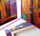 Desert Tower, Colorful Nature – Modern Southwest Wall Art, Cactus Inspired Decor, Framed Canvas Print, Eclectic Living Room Art