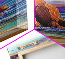 Rocky Coast, Ocean Cliffs, Sunset Mountain Seascape, Framed Canvas Print, Nature Landscape Wall Art, Fall Living Room Wilderness Decor