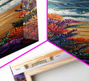 Ocean Waves, Coral Sunset, Canvas Print, Coastal living room wall art, colorful seascape painting, underwater reef design, tropical beach vibe