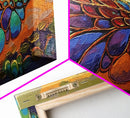 Wings Sunset, Nature, Abstract Boho Wall Art Framed Canvas Print, Colorful Dragonfly Wing Design, Living Room Focal Piece