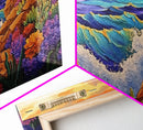 Ocean Cliff View, Crashing Waves Sunset, Bold Coastal Art, Framed Canvas Print, Nature Inspired Decor, Vibrant Seascape Painting
