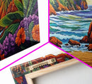 Tropical Archway, Ocean, Sunset, Framed Canvas Print, Coastal Decor, Tropical Wall Art, Landscape Painting, Living Room Artwork