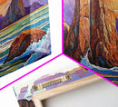 Ocean Rocks, Waves, Sunrise, Framed Canvas Print, Coastal Landscape Art, Nautical Beach Wall Decor, Ocean Sunset Art, Bedroom Accent