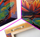 Lotus Lily, Pond, Zen, Canvas Print, Meditative floral wall art, zen home office decor, vibrant water lily boho art, yoga room painting