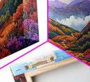 Mountain Valley, Wildflower Trail, Sunset Pathway, Canvas Print, Boho Wall Art, Bedroom or Hallway Decor, Vibrant Nature Painting