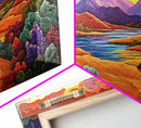 Rainbow Sky, Desert River, Mountain View, Canvas Print, Scenic Landscape Wall Art, Colorful Fall Decor, Living Room Statement Piece