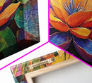 Lotus Bloom, Garden, Art, Framed Canvas Print, Vibrant lotus flower artwork, zen boho decor, meditation room or bathroom wall art