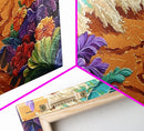Tropical, Flower, Wave Art, Framed Canvas Print, coastal floral seascape painting, vibrant Summer Decor, Bathroom Wall Art, boho art