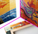 Sunset Coast, Rug, Framed Canvas Print, Sunset Beach Art, Magic Carpet Illustration, Vibrant Coastal Decor, Dreamy Bedroom Art