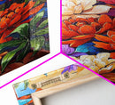Floral Boho, Bright, Fall, Canvas Print vibrant flower bouquet wall art, fall floral wall decor, dining room print, bohemian art gift