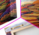 Ocean Trail, Bloom, Cliffside, Framed Canvas Print, Vibrant beach path painting, floral coastal art, boho landscape wall décor