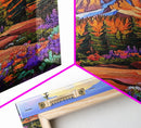 Mountain Forest, Wildflowers, Scenic, Framed Canvas Print, Nature Lover Gift, Cabin Decor, Rustic Living Room Art, Woodland Landscape