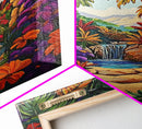 Archway Jungle, Waterfall, Framed Canvas Print, Exotic Tropical Wall Art, Bold Jungle Landscape Decor, Entryway art, Bathroom Wall Art