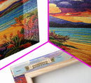 Clouds Sunset, Beach, Scenic Canvas Print, Colorful Coastal Wall Art, Vibrant Nature Landscape, Fall Living Room Art Piece