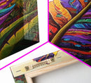 Tropical Feather, Sunset, Boho, Framed Canvas Print, Tropical Feather Wall Art, Sunset Jungle Decor, Boho Botanical Artwork, Bedroom Accent