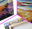 Coastal Sunset, Tropical Beach, Colorful Seascape, Ocean Art, Framed Canvas Print, Vibrant wall decor, Bathroom Wall Art, boho art