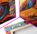 Colorful Pendant, Abstract Jewelry, Bohemian Style, Artistic Decor, Warm Sunset Tones, Bedroom Wall Art, Framed Canvas Print