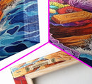 Ocean Cliffs, Colorful Reef, Coastal Abstract, Vibrant Seaside Art, Bathroom Wall Art, Nautical Decor, Canvas Print, Bold Nature Painting