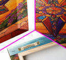 Colorful Starburst Sky, Sunset Mosaic Star Art, Vibrant Landscape Design, Canvas Print, Fall Living Room Decor, Boho Wall Accent