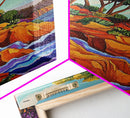 Cliffside Trees Flow, Coastal Waterfall Art, Canvas Print, Scenic Nature Wall Decor, Spa Bathroom Wall Art, Tranquil Landscape Scene
