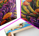 Cactus Flowers, Desert, Bright Succulent Garden, Framed Canvas Print, Colorful Kitchen Wall Art, Boho Desert Decor, Eclectic Nature Style
