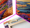 River, Desert, Floral, Art, Canvas Print, Colorful floral river scene with desert hills, perfect bedroom or hallway Southwestern wall art