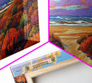 Coastal Dunes, Sunset Horizon, Seaside Path Art, Autumn Landscape, Canvas Print, Tranquil Living Room or Bedroom Wall Decor