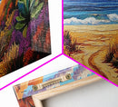 Desert Path, Beach Escape, Vibrant Nature, Scenic View, Framed Canvas Print, landscape painting, hallway art, sunset wall decor