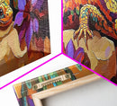 Vibrant Lizard Art, Desert Gecko Painting, Succulent Garden Colors, Framed Canvas Print, Eclectic Kitchen Wall Decor, Animal Art