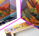 Mountain Wave Scene, Sunset Coastal Painting, Dramatic Landscape Art, Framed Canvas Print, Adventure Office or Living Room Wall Art