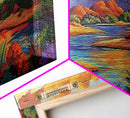 Desert River Colors, Southwest Landscape, Mountain Sunset, Framed Canvas Print, Living Room Wall Art, Earthy Tones, Fall Boho Decor
