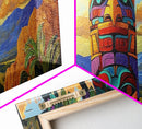 Totem Pole Art, Southwest Style, Desert Sky, Framed Canvas Print, Native Inspired, Living Room Wall Art, Cultural Landscape