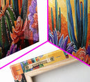 Desert Garden Magic, Colorful Cactus Landscape, Urban Nature Art, Framed Canvas Print, Living Room Southwest Decor, Boho Sunset Wall Art