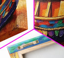 Colorful Canoe Art, Vibrant Coastal Boat, Tropical Beach Vibes, Canvas Print, Boho Beach Decor, Nautical Wall Art, Bathroom Art