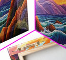 Sunset Coastal Waves, Bold Seascape Painting, Vibrant Ocean Scene, Framed Canvas Print, Beach Wall Art, Nautical Living Room Decor