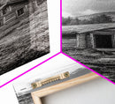Rustic Cabin, Mountain Retreat, Forest Escape, Framed Canvas Print, Fall Nature Art, Cozy Lodge Decor, Bedroom or Den Wall Piece