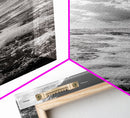 Sparkling Ocean, Cloud Horizon, Sea Breeze, Framed Canvas Print, Bright Coastal Art, Bathroom or Living Room Summer Vibe Wall Decor