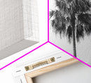 Minimal Palm Tree, Tropical Simplicity, Black and White Art, Framed Canvas Print, Modern Entryway or Minimalist Bathroom Wall Art
