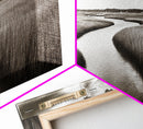 Winding River, Marsh Grass, Nature Path, Sepia Tones, Framed Canvas Print, Country Wall Art, Entryway Decor, Rustic Landscape Aesthetic